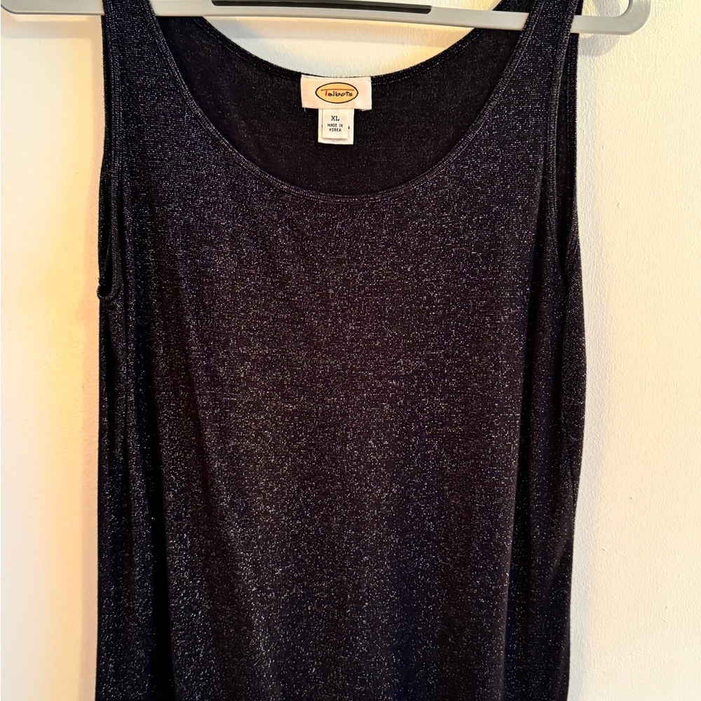 Talbots Metallic Glitter Blue Sleeveless xl Top